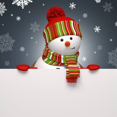 ileti başlığı tutan bir kardan adam. Noel tebrik