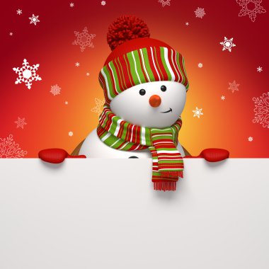 ileti başlığı tutan bir kardan adam. Noel tebrik
