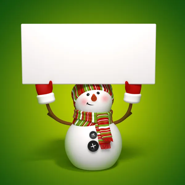 Снеговик с плакатом — стоковое фото