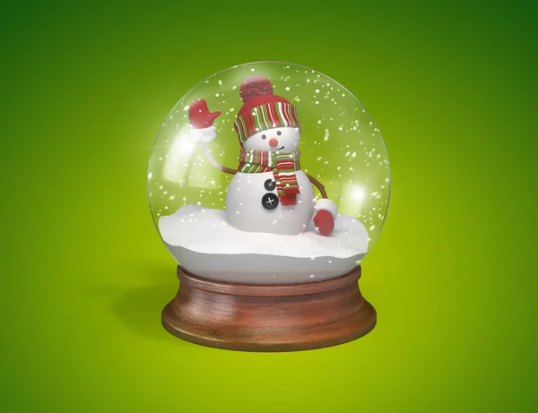 Boneco de neve dentro de bola de vidro — Fotografia de Stock
