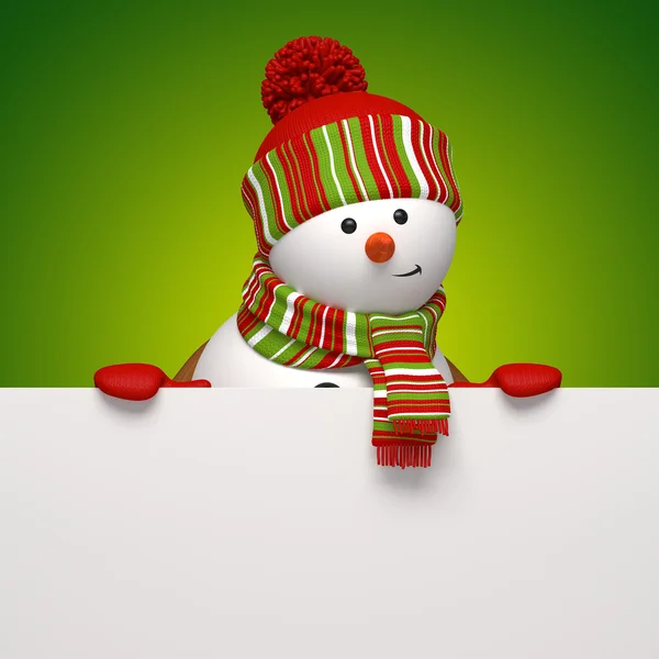 Χιονάνθρωπος πανό. Χριστούγεννα χαιρετισμό — Φωτογραφία Αρχείου