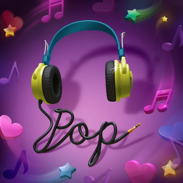 Fones de ouvido pop music mix — Fotografia de Stock