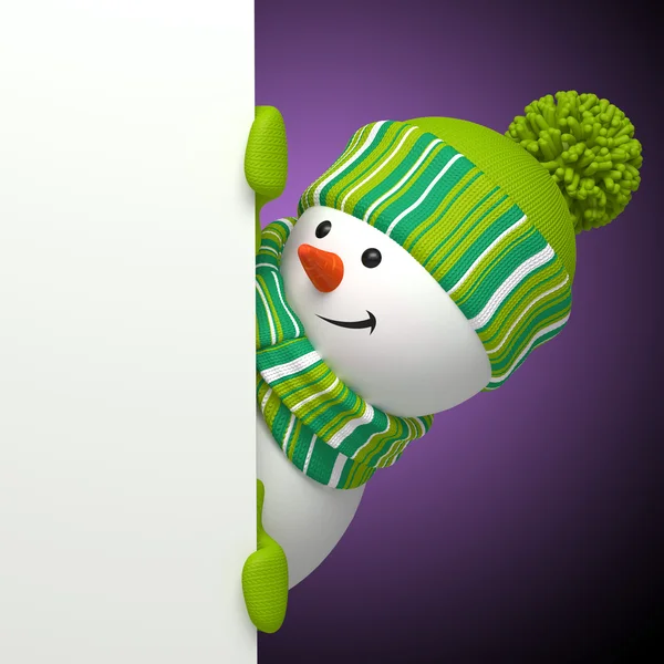 Banner de muñeco de nieve. Saludo de Navidad — Foto de Stock