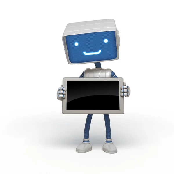 Robot holding digital banner — Zdjęcie stockowe