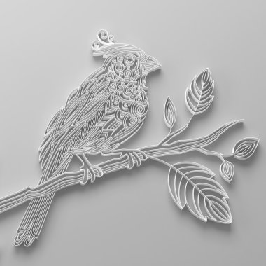 White paper quilling bird decoration background clipart