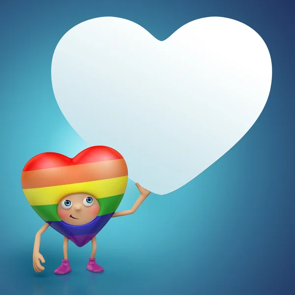 San Valentín corazón gay dibujo animado celebración etiqueta bandera — Foto de Stock