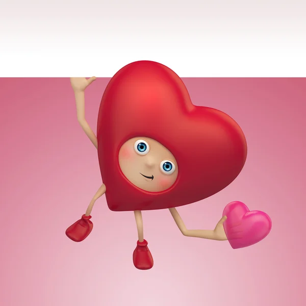 Romantischer Cartoon mit rotem Herzen. — Stockfoto