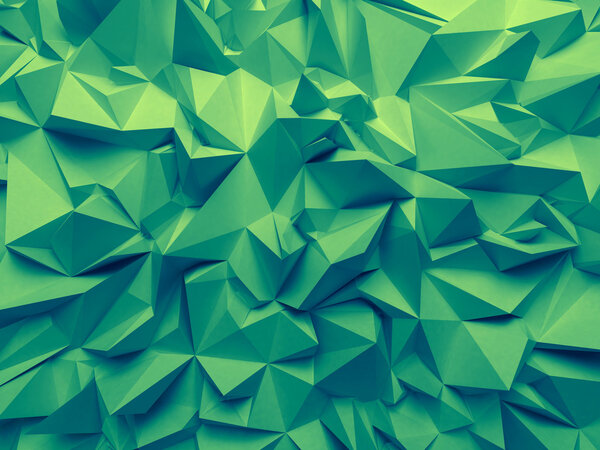 Abstract trendy emerald green faceted background