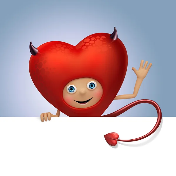 Смешной флирт сердца красного дьявола . — стоковое фото