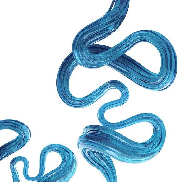 Abstrait 3d flexible ligne de verre bleu — Photo