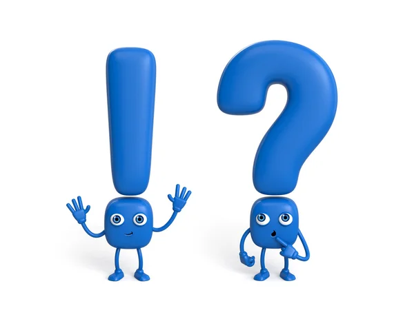 3d cartoon question mark and exclamation point — Stock Photo, Image