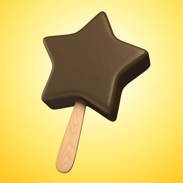 Dark chocolate star shaped ice cream candy — Stock Photo, Image