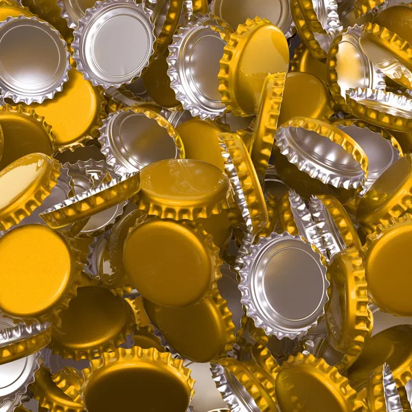 yellow bottle caps background