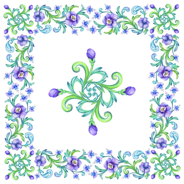 Květinové fialový akvarel ilustrace — Stock fotografie