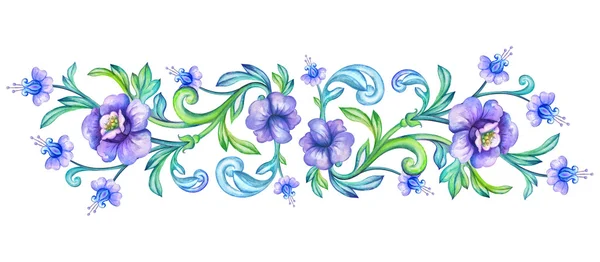 Floral violet watercolor decoration — Stock Photo, Image