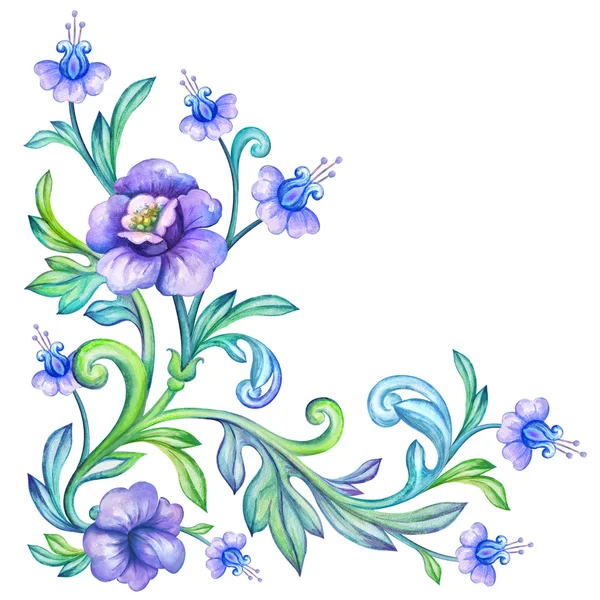 Blommig akvarell gräns — Stockfoto