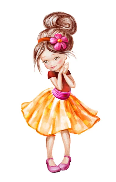 Cute little girl sketch illustration — Stock Photo, Image