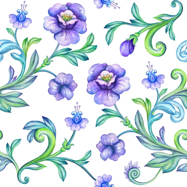 Blumenmuster mit violetten Blüten — Stockfoto