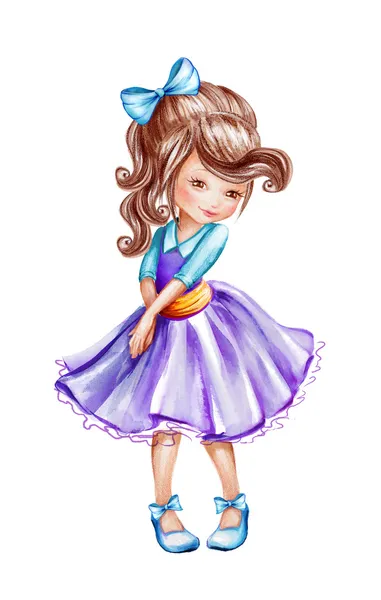 Cute little girl sketch illustration — Stock Photo, Image