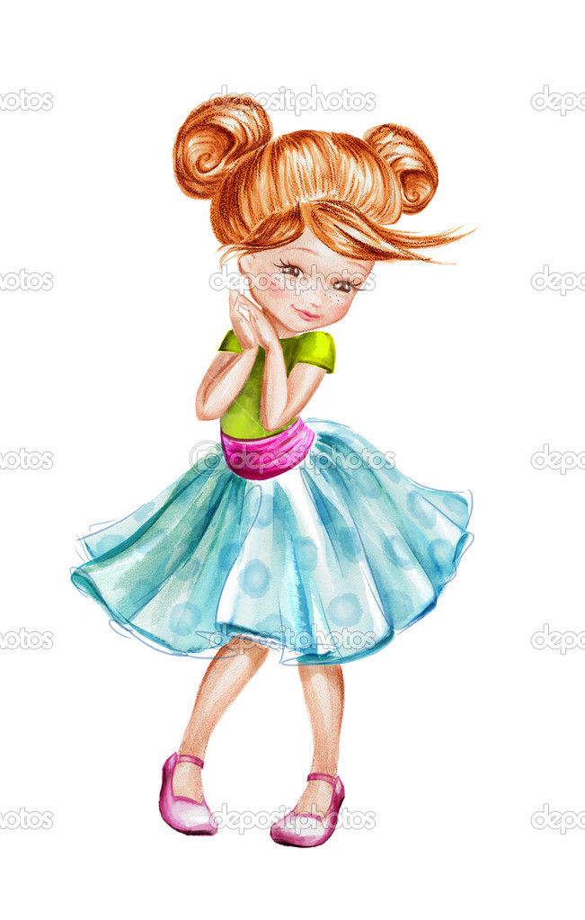 sketch of a girl. cute girl drawing Stock Illustration