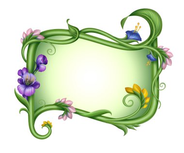egzotik dikdörtgen bahar çiçek çerçeve.