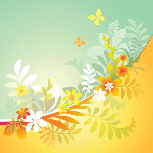 Tropical flowers and leaves — Stock Vector