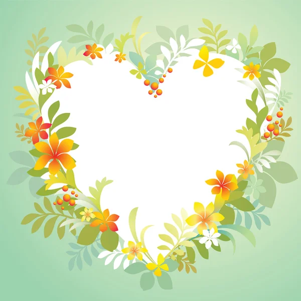 Heart shaped frame with floral ornate border — Stock Vector