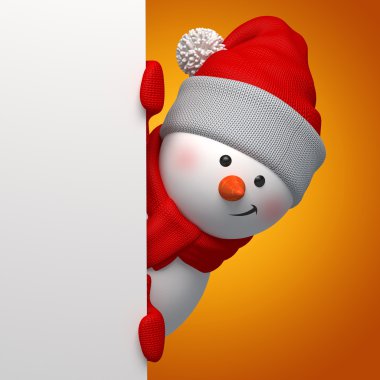 boş christmas banner holding 3d kardan adam