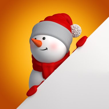 boş christmas banner holding 3d kardan adam