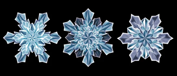 Abstrakt crystal snöflingor set — Stockfoto