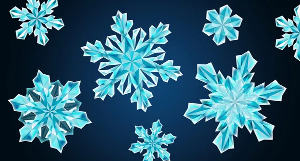 Conjunto de copos de nieve de cristal abstracto —  Fotos de Stock
