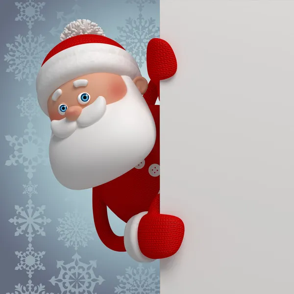 3d Santa Clause holding blank card — Stock Photo, Image