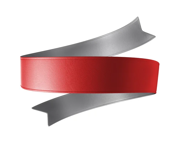 Red double sided ribbon tag — Stock Photo, Image