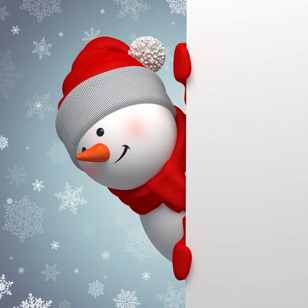 Christmas greeting card with snowman — Stock Photo, Image