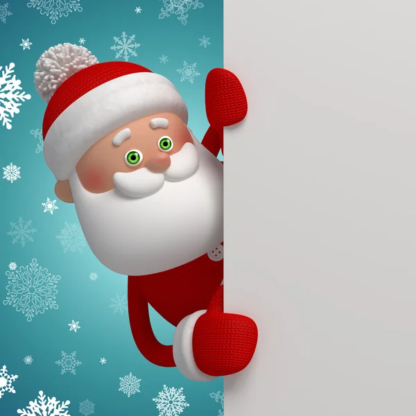 Feliz Papai Noel segurando banner em branco — Fotografia de Stock