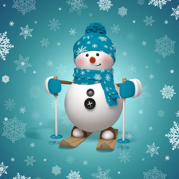 3d esqui boneco de neve — Fotografia de Stock
