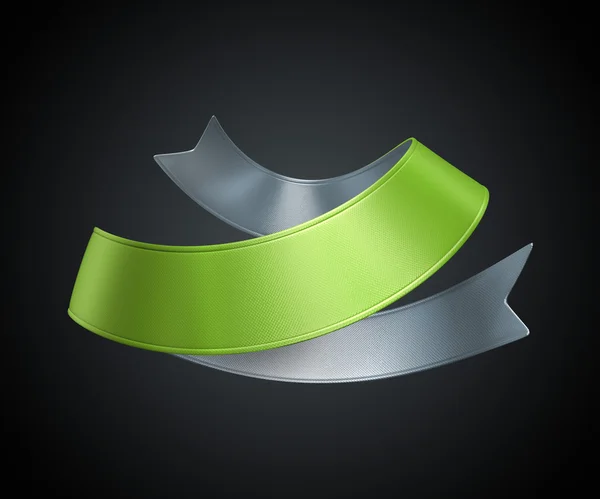 Green 3d ribbon label — Stock Photo, Image