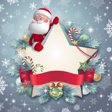 3D Noel Baba star afiş tutarak
