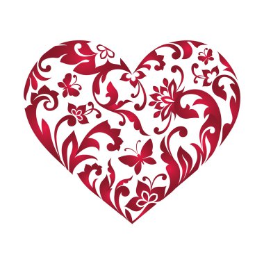 Sevgililer günü tebrik kartı üzerinde beyaz izole çiçek kalp şeklinde