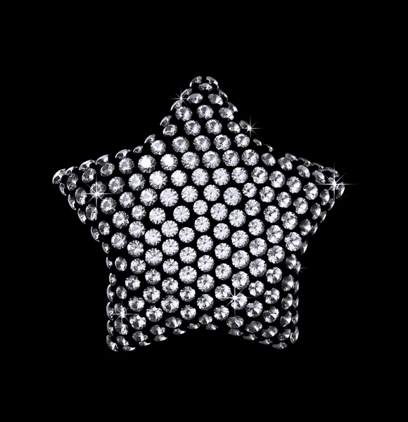 Estrella de plata deslumbrado 3d con diamantes — Foto de Stock