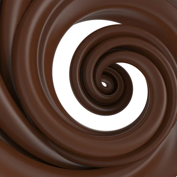 3D abstraktní tekuté čokoládová spirála — Stock fotografie