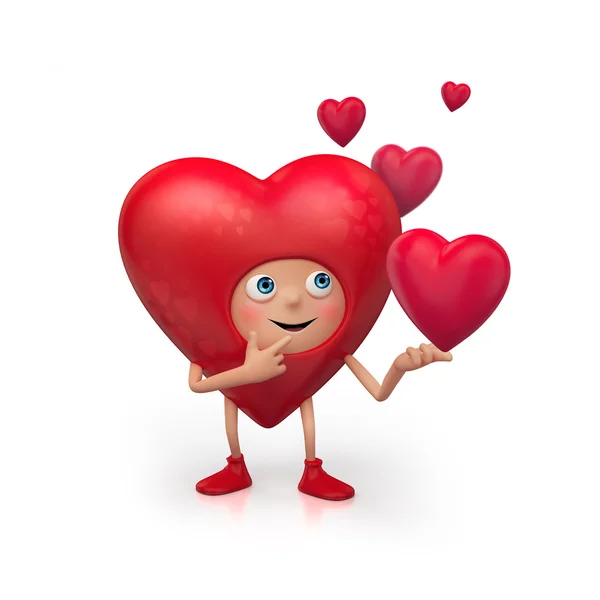 3D słodkie serce śmieszne kreskówka Dokonywanie wyboru — Zdjęcie stockowe