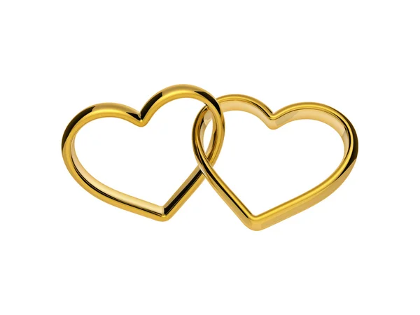 3d golden hearts connected together Stock Photo