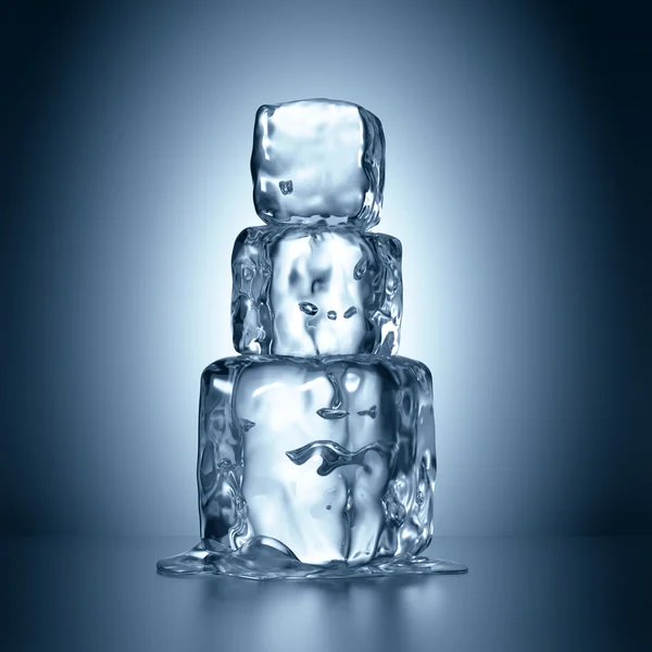 Ice cubes tower melting