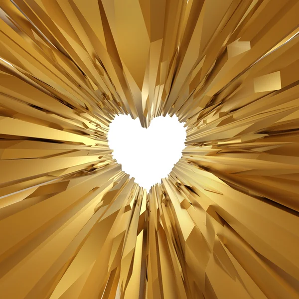 Fondo de cristal de oro con símbolo del corazón — Foto de Stock