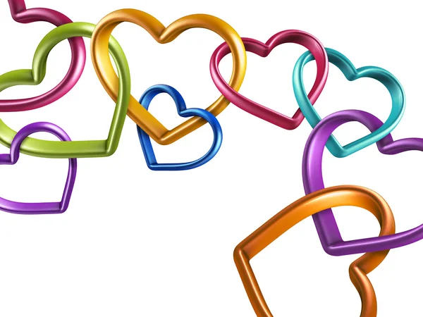 Colorful hearts rings linked into chain — Stock Photo, Image