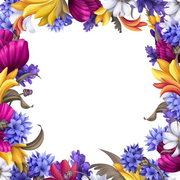 Rámeček čtverec květ — Stock fotografie