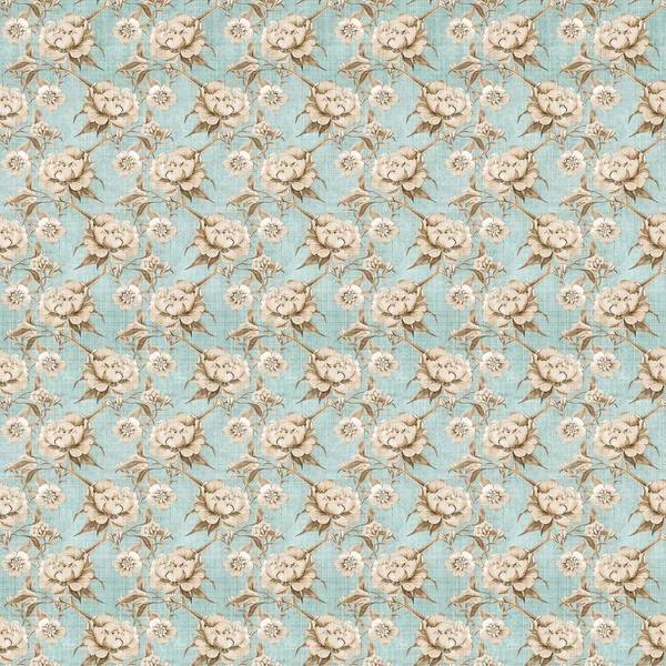 Pattern with white roses and peony — Stock Photo, Image