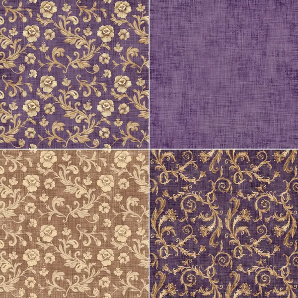 Vintage violeta oro fondo floral conjunto —  Fotos de Stock