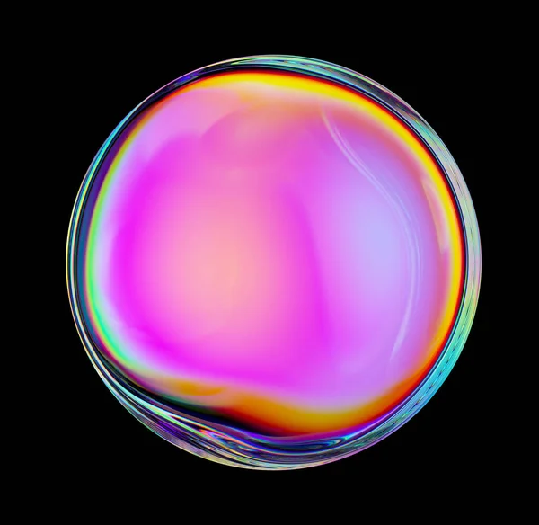 Рендеринг Абстрактный Цветной Стеклянный Шар Радужный Мыльный Пузырь Изолированы Черном — стоковое фото